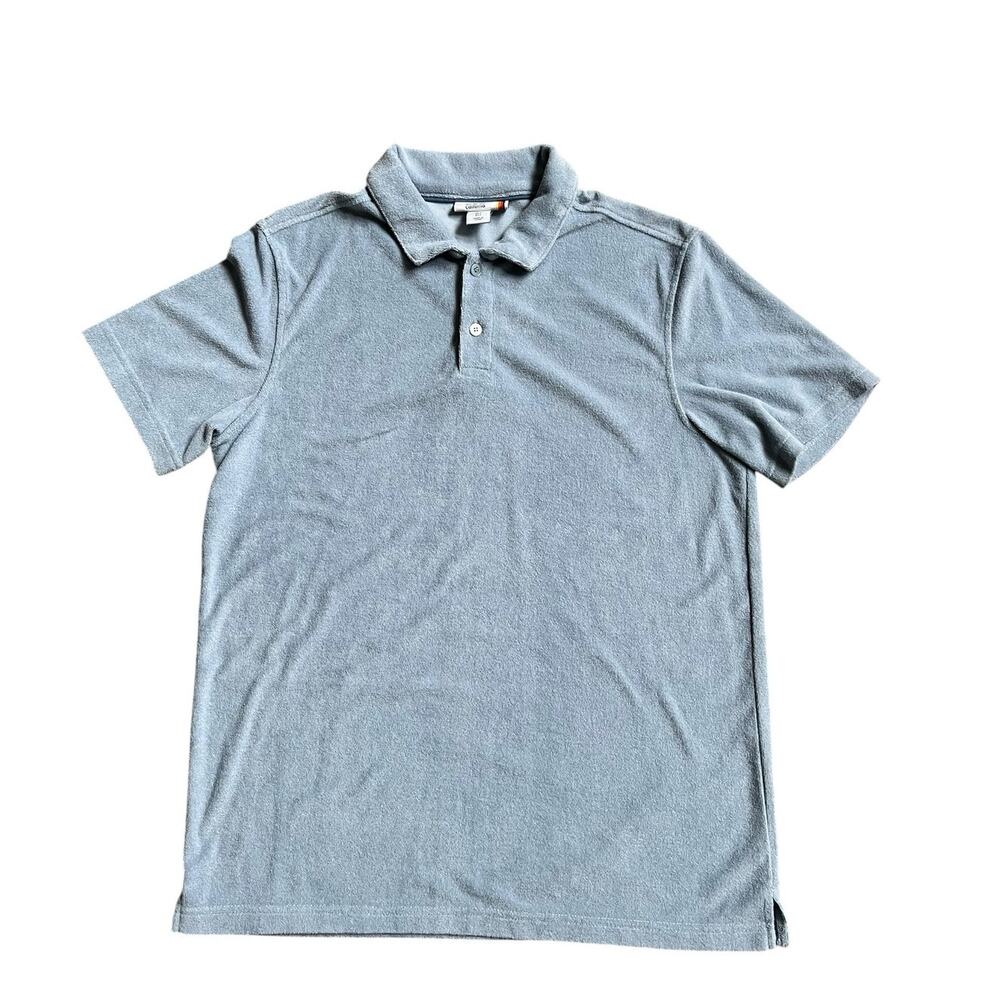 C&C California  Men's Light Blue Terry Cloth Polo Resortwear Shirt Size Medium